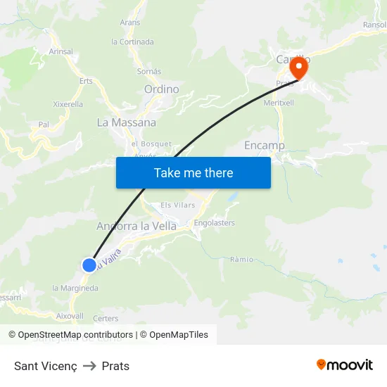 Sant Vicenç to Prats map