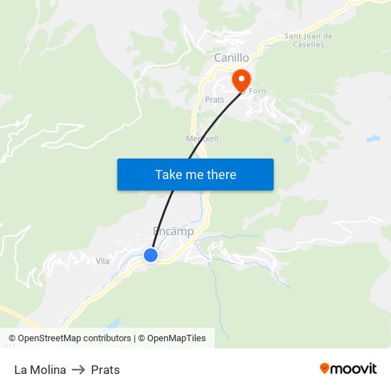 La Molina to Prats map