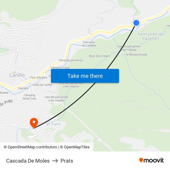 Cascada De Moles to Prats map