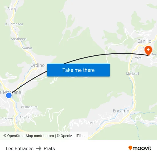 411-Les Entrades to Prats map