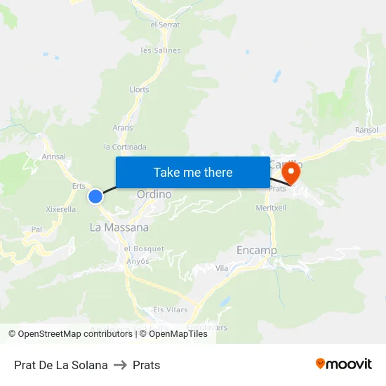 Prat De La Solana to Prats map