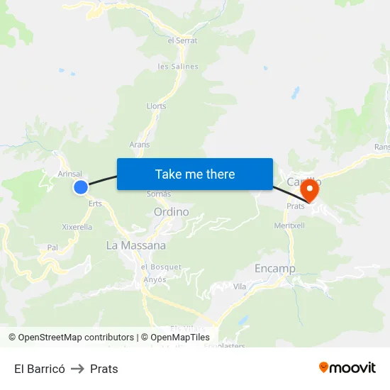 El Barricó to Prats map