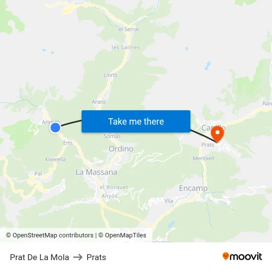 Prat De La Mola to Prats map