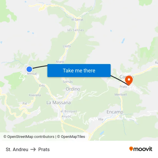 St. Andreu to Prats map