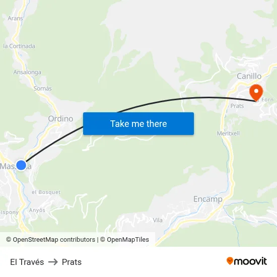 El Través to Prats map