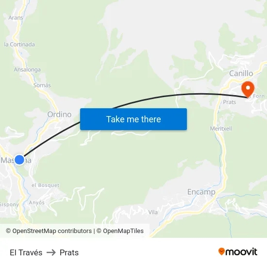 El Través to Prats map