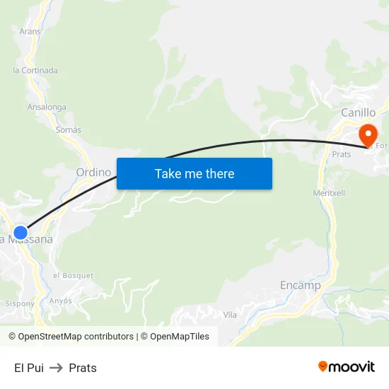 El Pui to Prats map