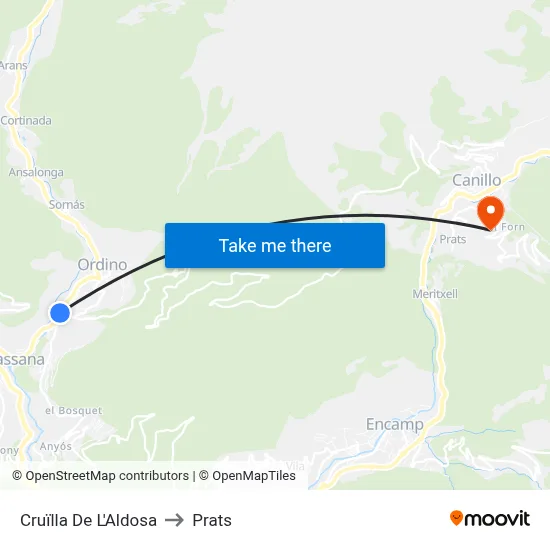 Cruïlla De L'Aldosa to Prats map