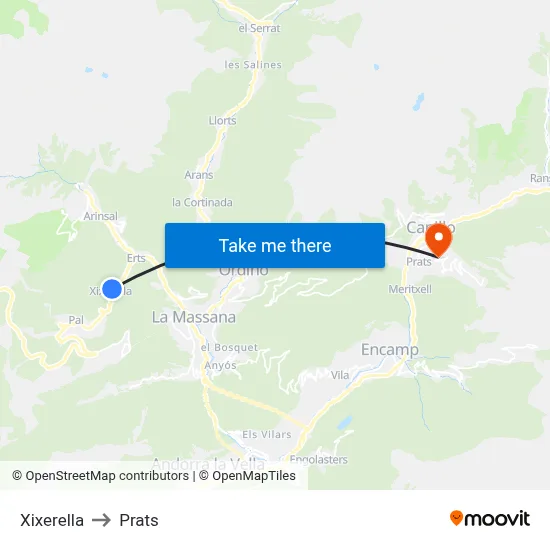 Xixerella to Prats map