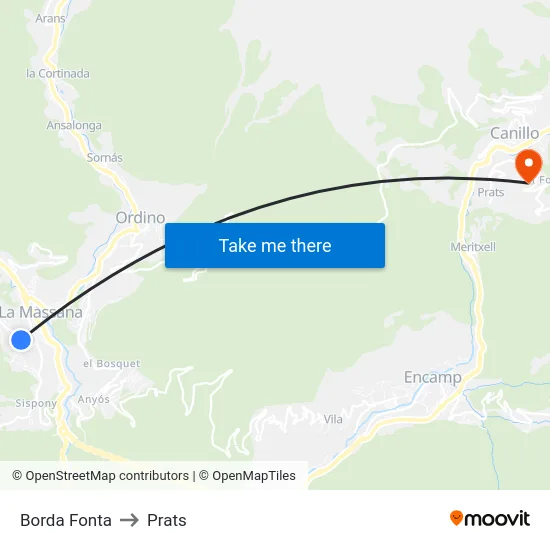 Borda Fonta to Prats map