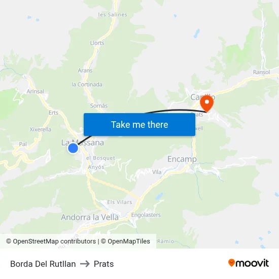 Borda Del Rutllan to Prats map