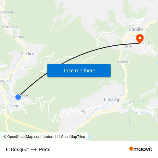 Bellviure to Prats map