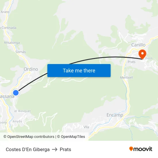 Costes D'En Giberga to Prats map
