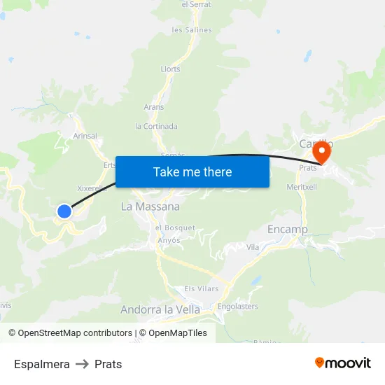 Espalmera to Prats map