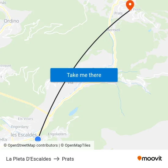 La Pleta D'Escaldes to Prats map