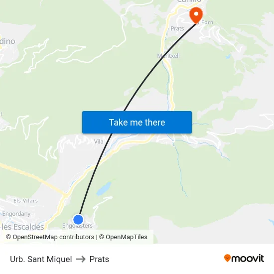 Urb. Sant Miquel to Prats map