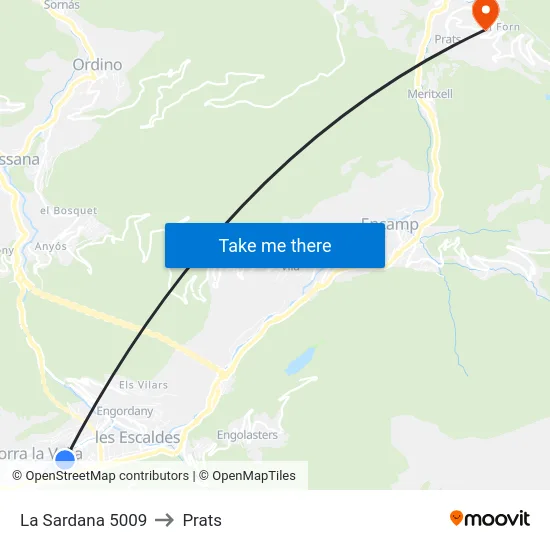 La Sardana to Prats map