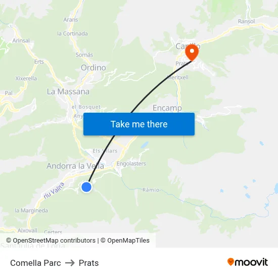 Comella Parc to Prats map