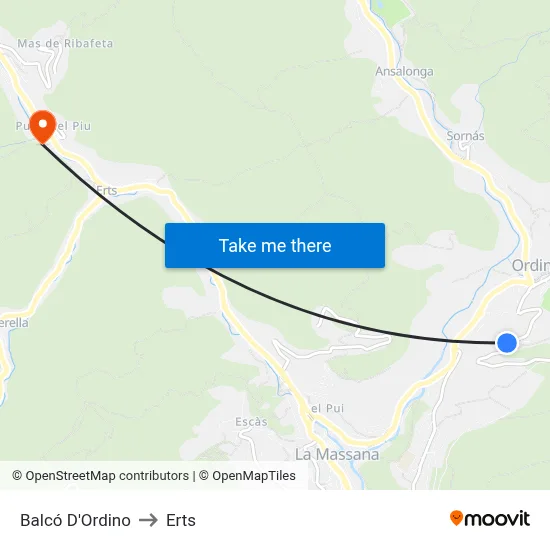 Balcó D'Ordino to Erts map