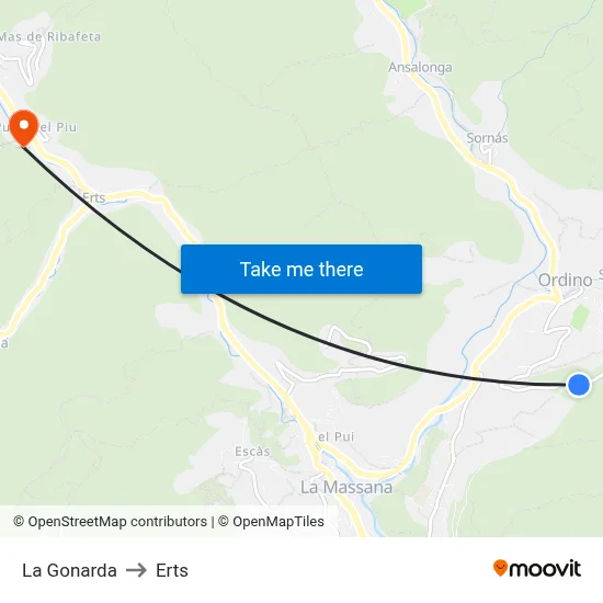 La Gonarda to Erts map