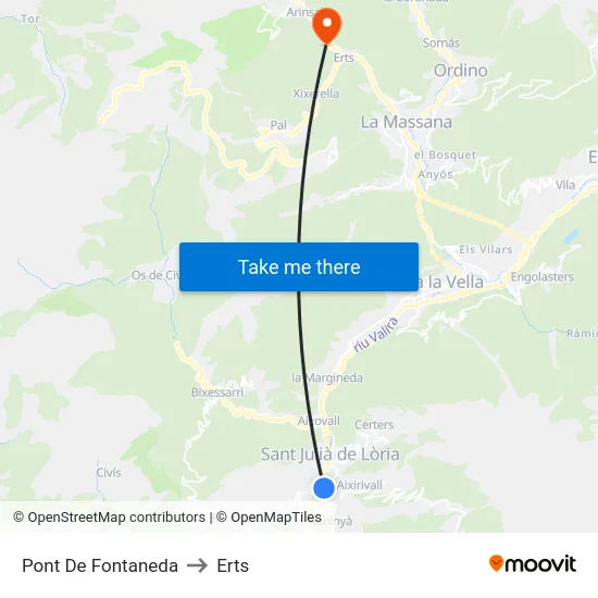 Pont De Fontaneda to Erts map