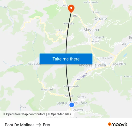 Pont De Molines to Erts map