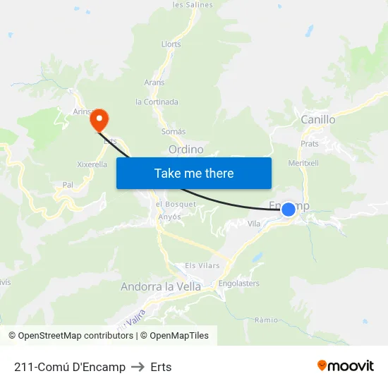 211-Comú D'Encamp to Erts map