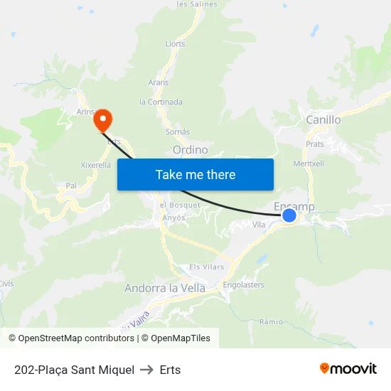 202-Plaça Sant Miquel to Erts map