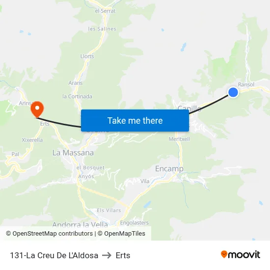 131-La Creu De L'Aldosa to Erts map