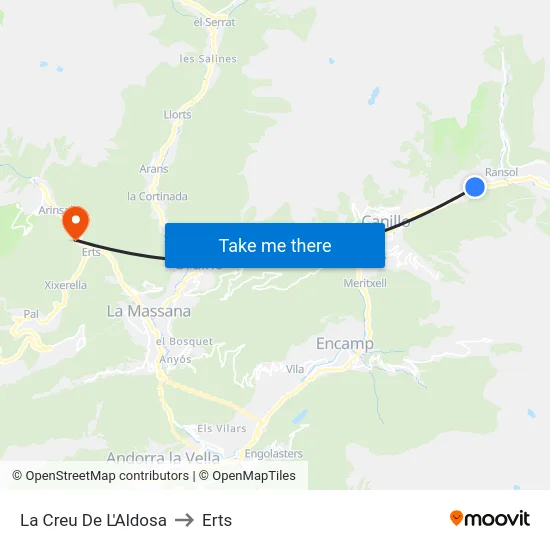 132-La Creu De L'Aldosa to Erts map