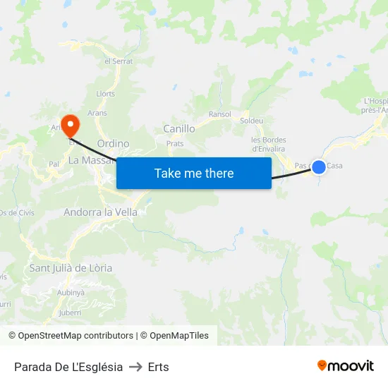 201-Parada De L'Església to Erts map