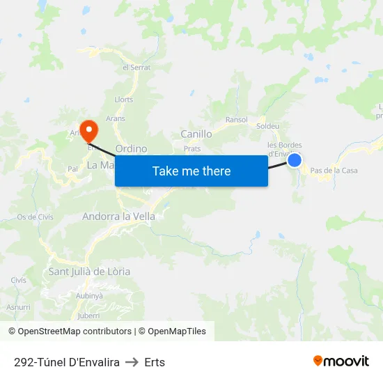 292-Túnel D'Envalira to Erts map