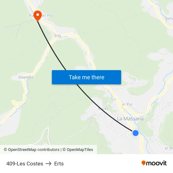 409-Les Costes to Erts map