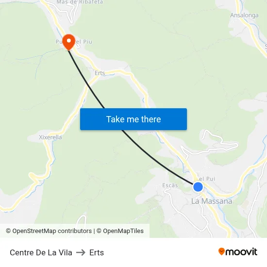 Centre De La Vila to Erts map