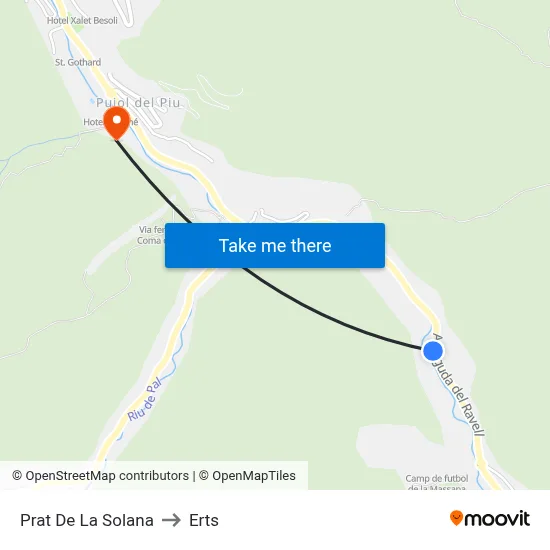 Prat De La Solana to Erts map