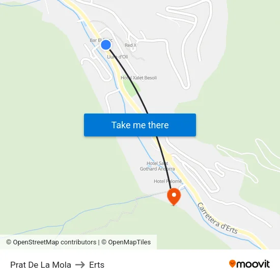 Prat De La Mola to Erts map