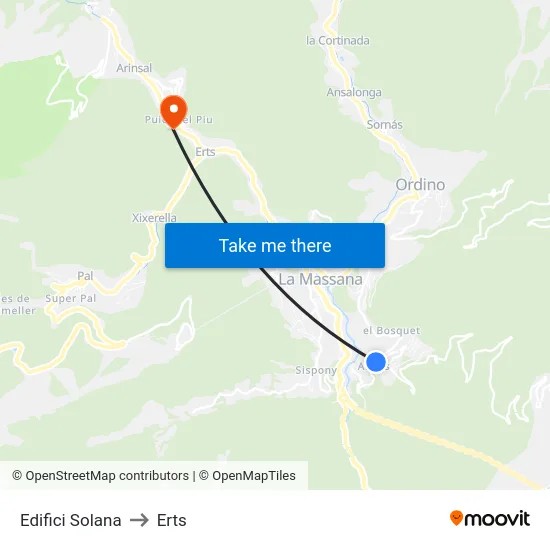 Edifici Solana to Erts map