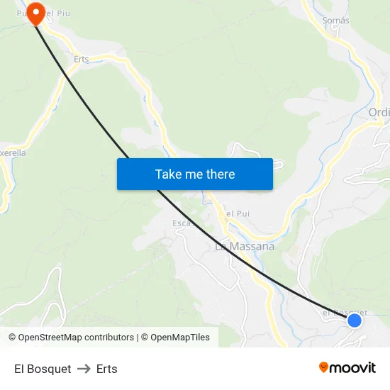 El Bosquet to Erts map