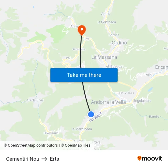 Cementiri Nou to Erts map