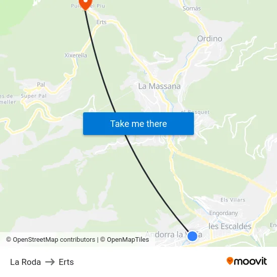 La Roda to Erts map