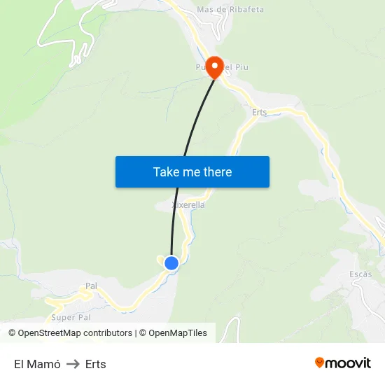 El Mamó to Erts map