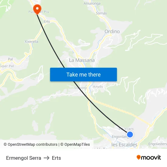 Ermengol Serra to Erts map