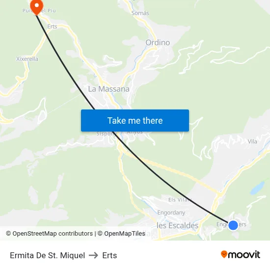 Ermita De St. Miquel to Erts map