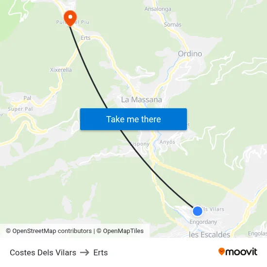 Costes Dels Vilars to Erts map