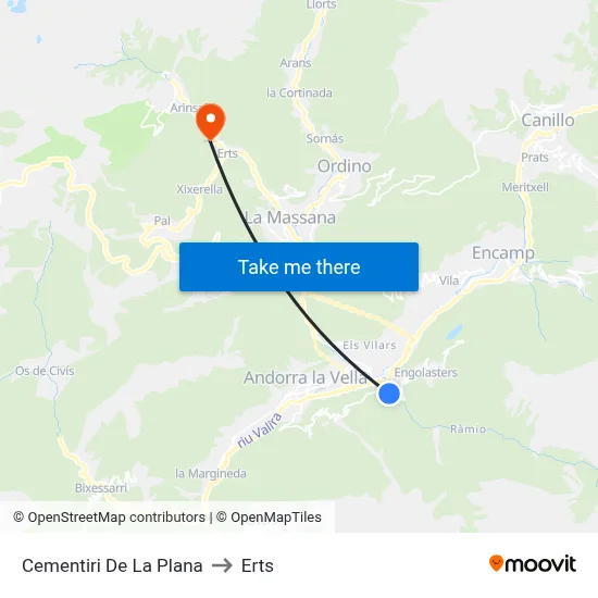 Cementiri De La Plana to Erts map