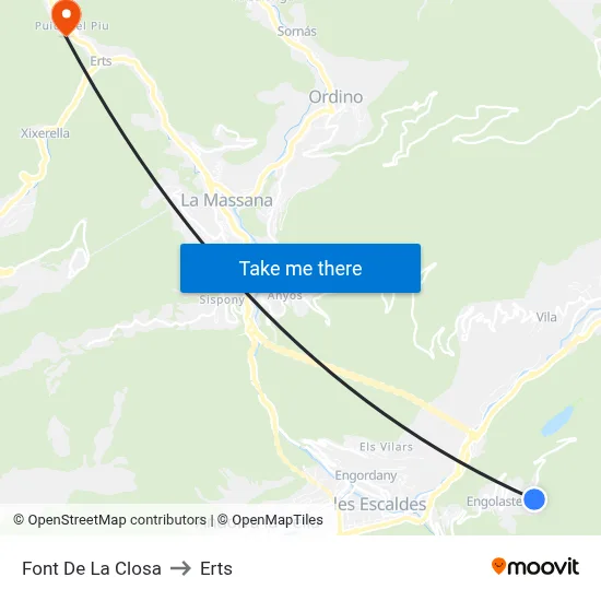Font De La Closa to Erts map