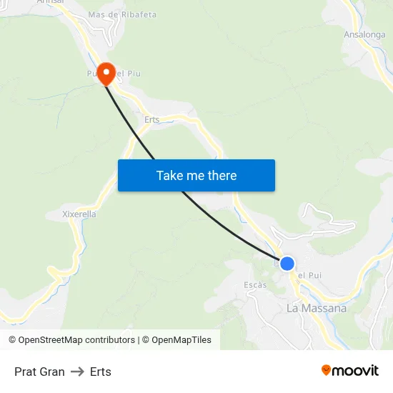 Prat Gran to Erts map