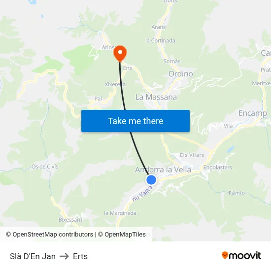 Slà D'En Jan to Erts map