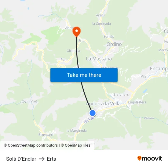 Solà D'Enclar to Erts map