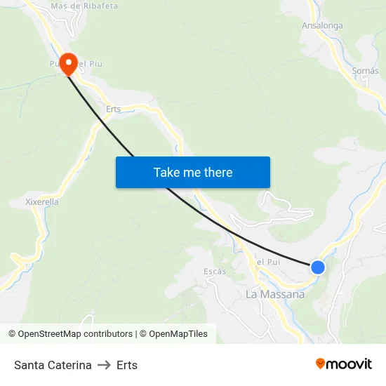 Santa Caterina to Erts map